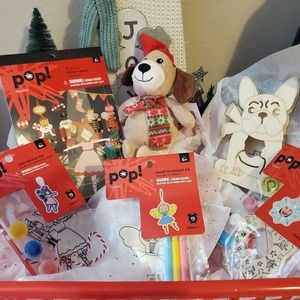 Christmas bundle stocking stuffer gift lot dog crafts kits stickers stuffed dog